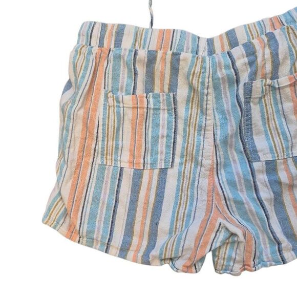 Briggs Women's White/Aqua/Orange Linen/Rayon Drawstring Shorts w Pockets - Picture 5 of 13
